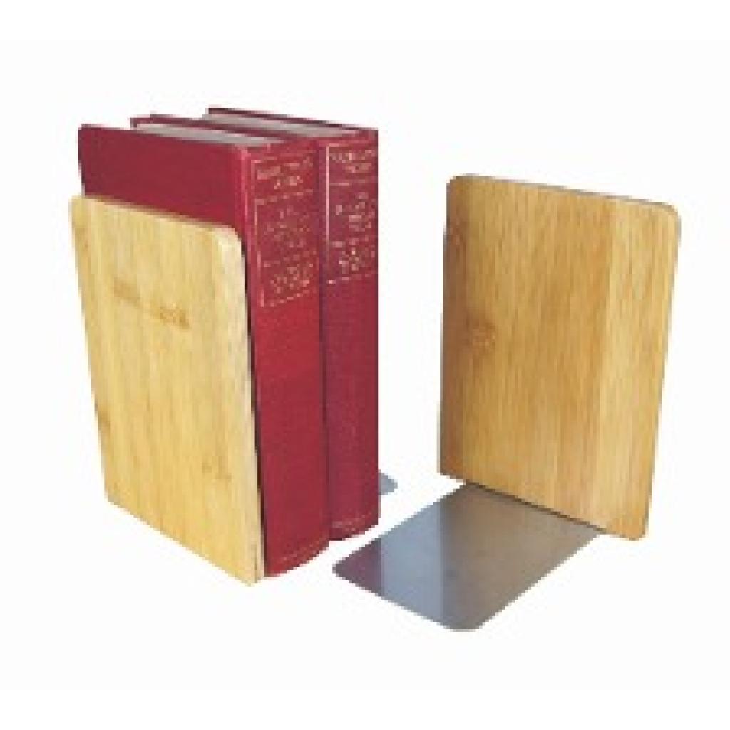 4260192241605 - MyLibrary Buchstützen 2er Set | Holz & Edelstahl | Bookends