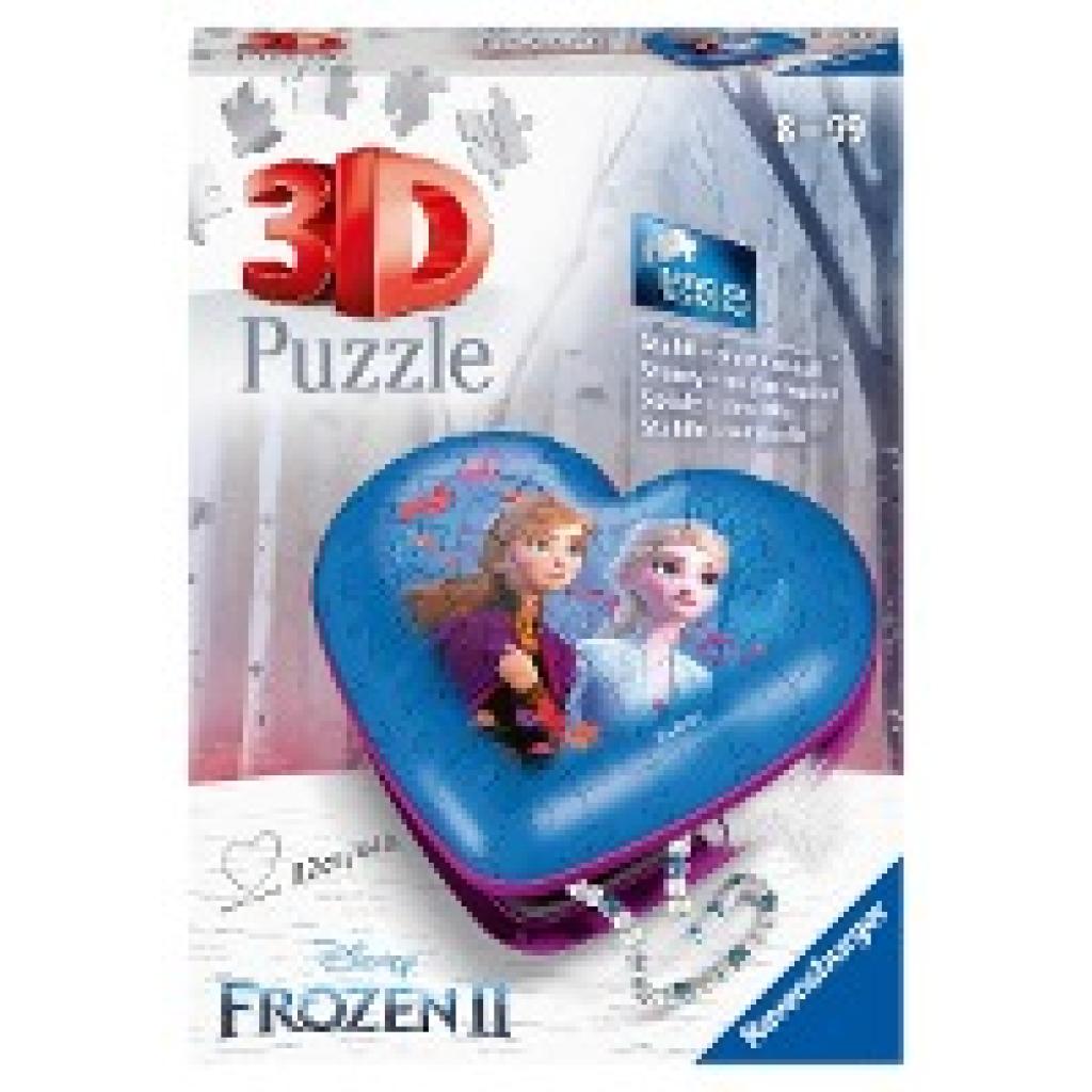 Ravensburger 3D Puzzle 11236 - Herzschatulle Disney Frozen 2 - 54 Teile - Aufbewahrungsbox für Fans von Anna und Elsa ab