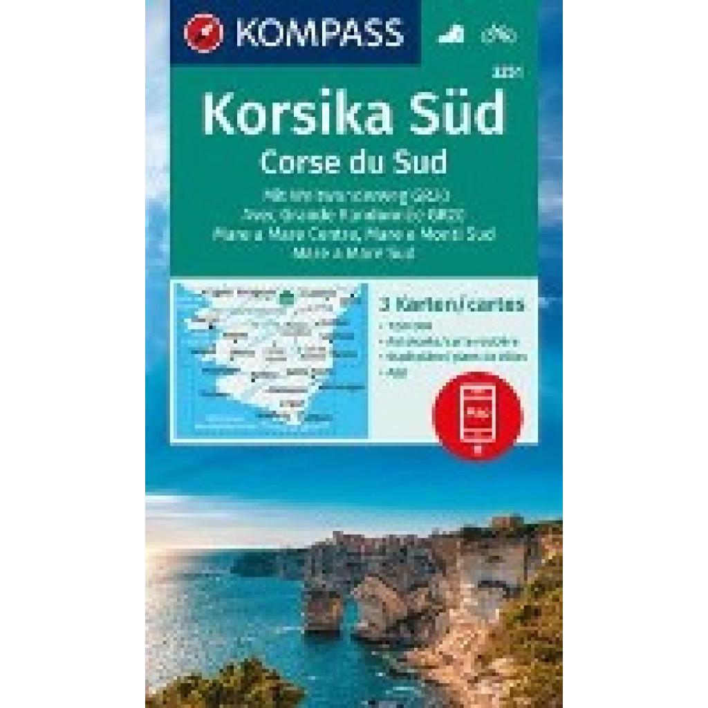 KOMPASS Wanderkarten-Set 2251 Korsika Süd. Mit Weitwanderweg GR20 / Corse du Sud. Avec Grande Randonnée GR20 (3 Karten) 