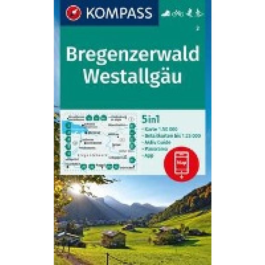 KOMPASS Wanderkarte 2 Bregenzerwald, Westallgäu 1:50.000