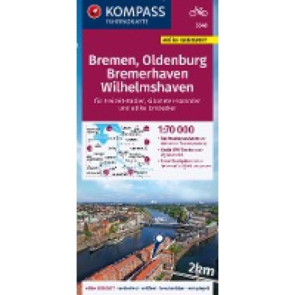 9783991214618 - KOMPASS Fahrradkarte 3340 Bremen Oldenburg Bremerhaven Wilhelmshaven 170000 Karte (im Sinne von Landkarte)