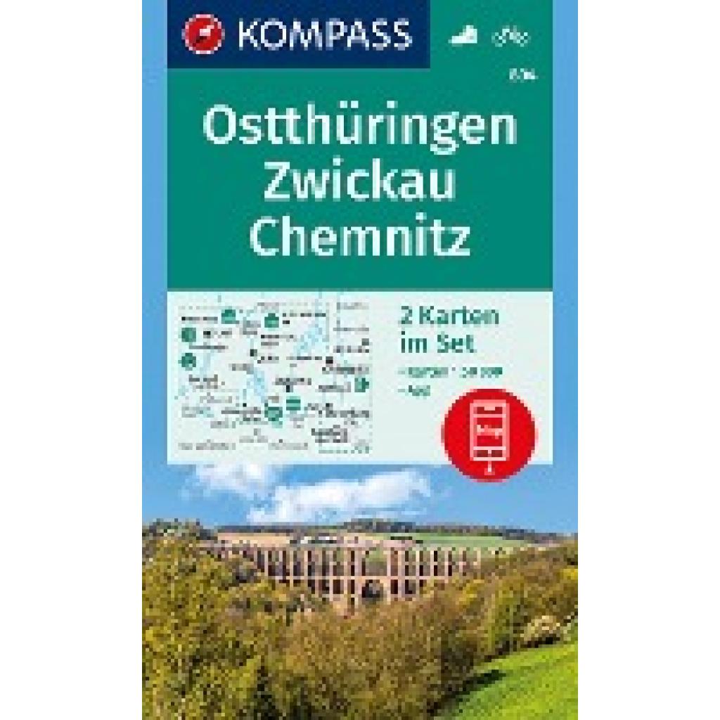 KOMPASS Wanderkarten-Set 804 Ostthüringen, Zwickau, Chemnitz (2 Karten) 1:50.000