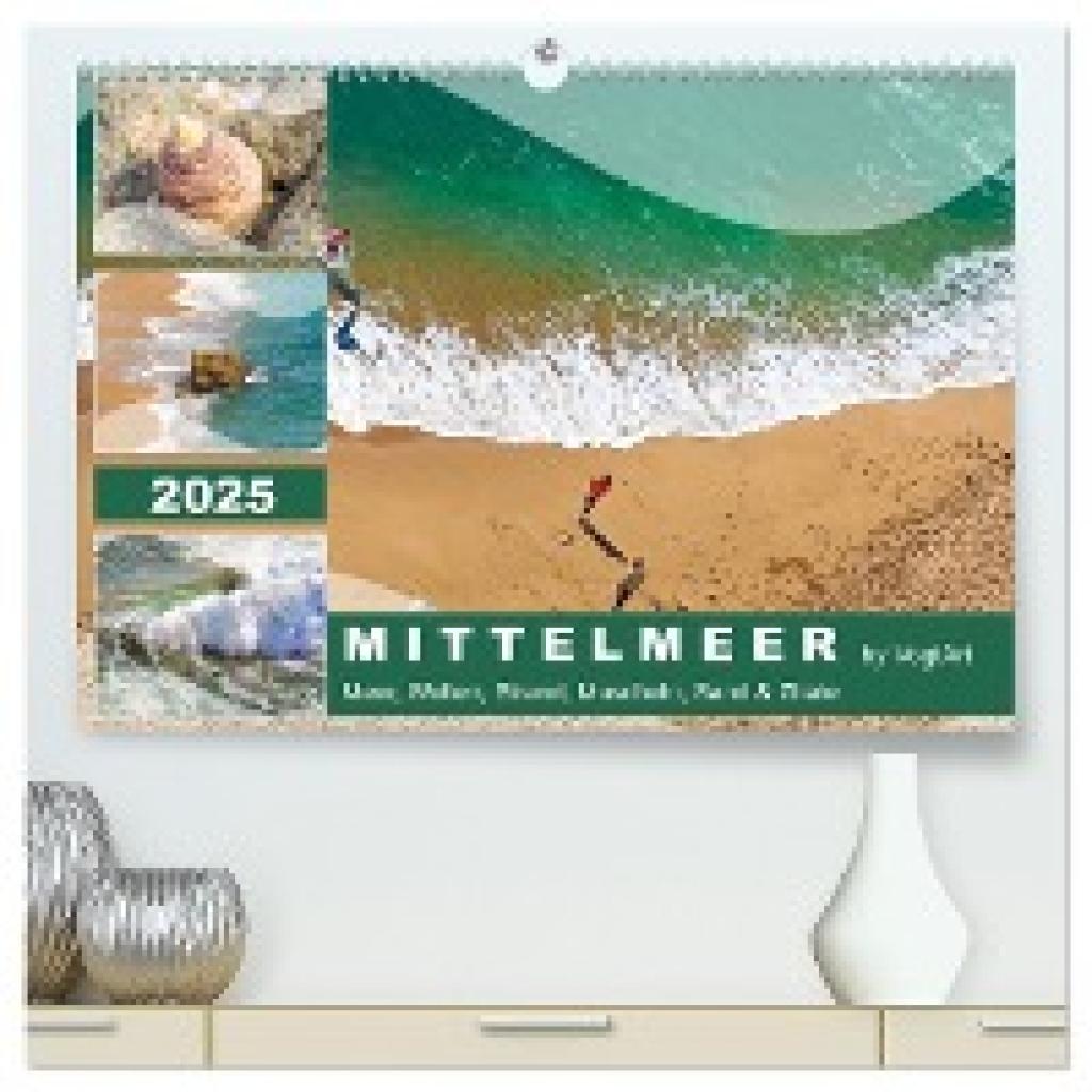 VogtArt, VogtArt: Mittelmeer, Meer, Wellen, Strand, Muscheln, Sand & Zitate (hochwertiger Premium Wandkalender 2025 DIN 