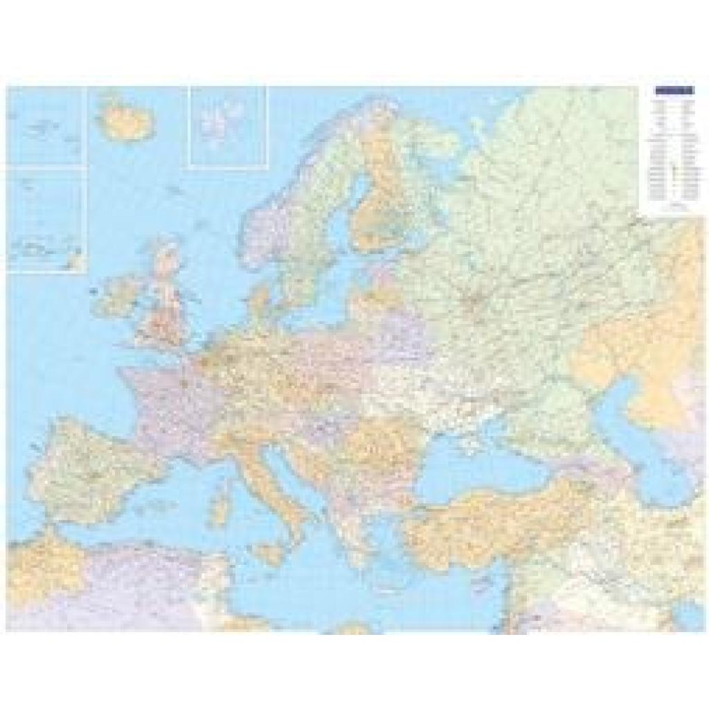 Europakarte politisch Poster 1:4,5 Mio. Plano gerollt in Röhre 126 x 99,6 cm
