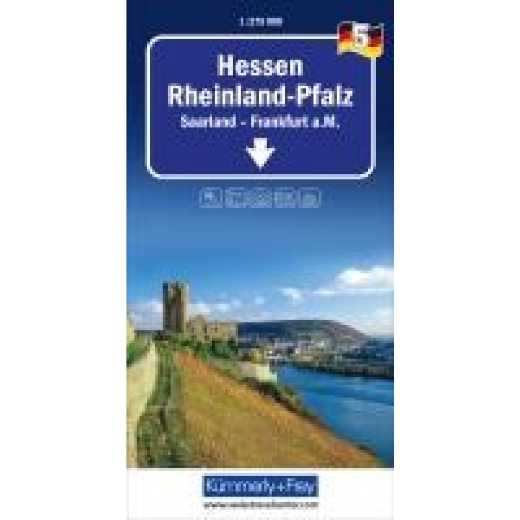 Kümmerly+Frey Regional-Strassenkarte 5 Hessen, Rheinland-Pfalz 1:275.000