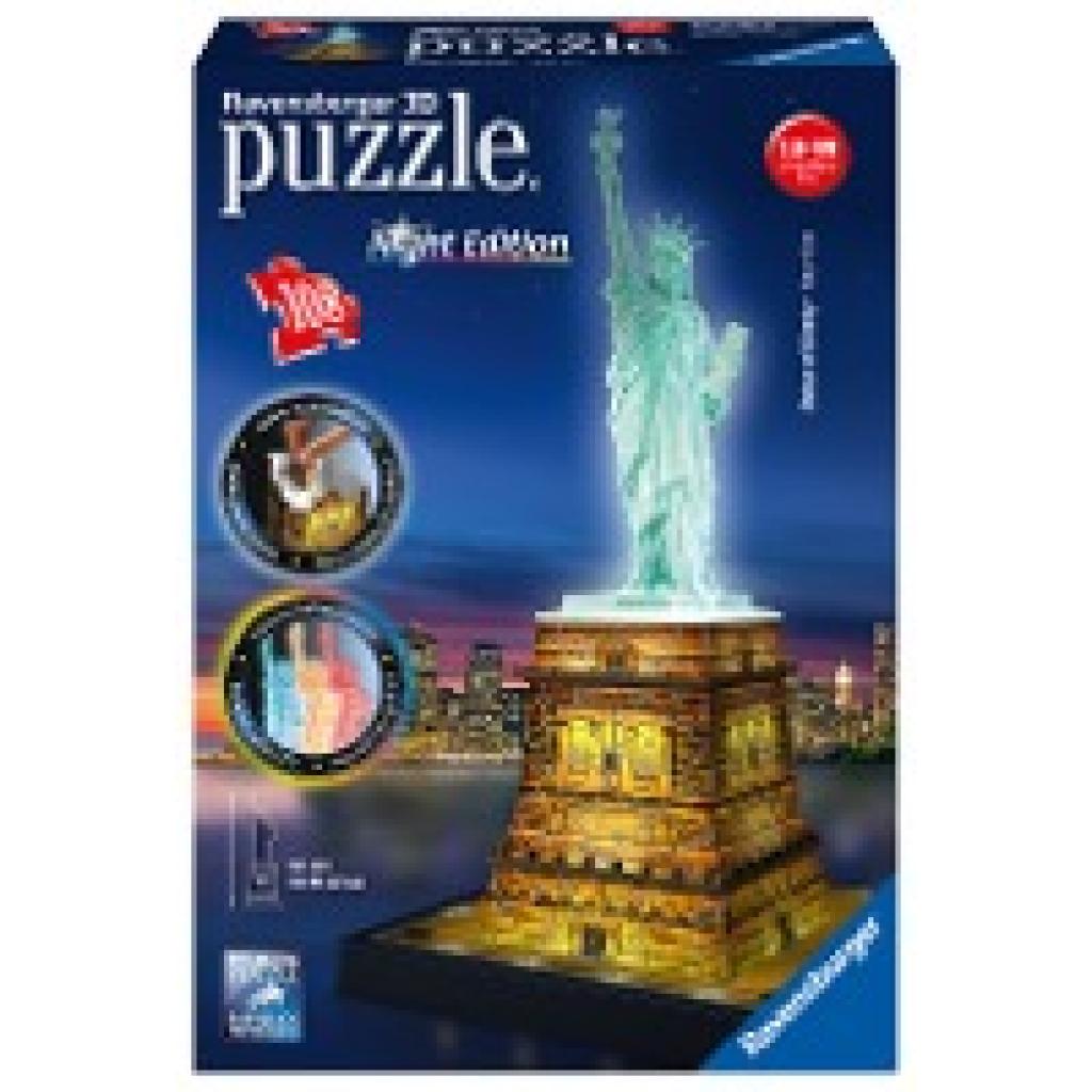 Freiheitsstatue bei Nacht. 3D Puzzle 108 Teile