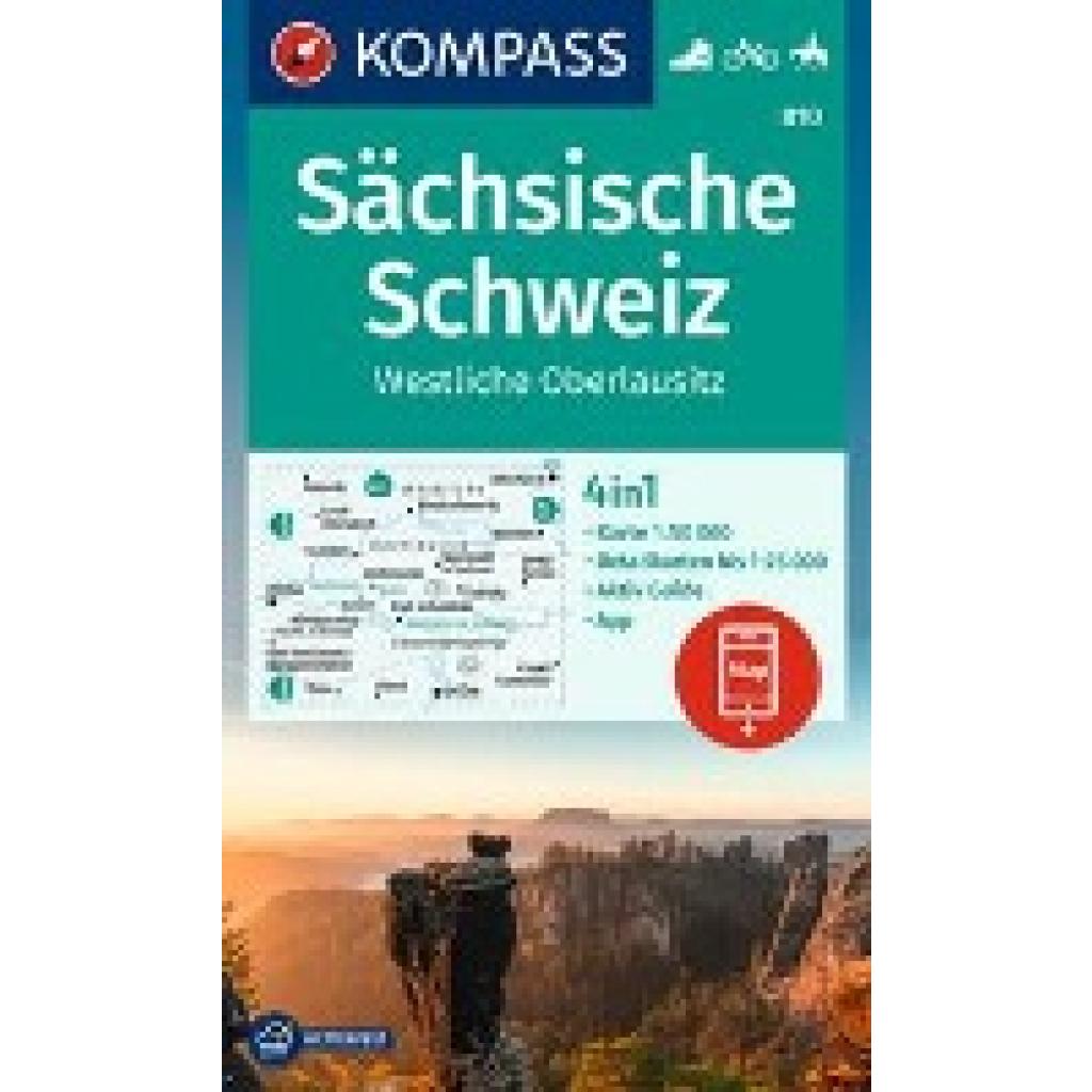 KOMPASS Wanderkarte 810 Sächsische Schweiz, Westliche Oberlausitz 1:50.000