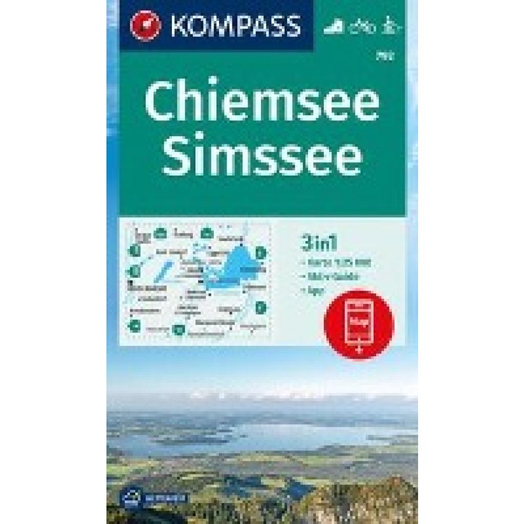 KOMPASS Wanderkarte 792 Chiemsee, Simssee 1:25.000