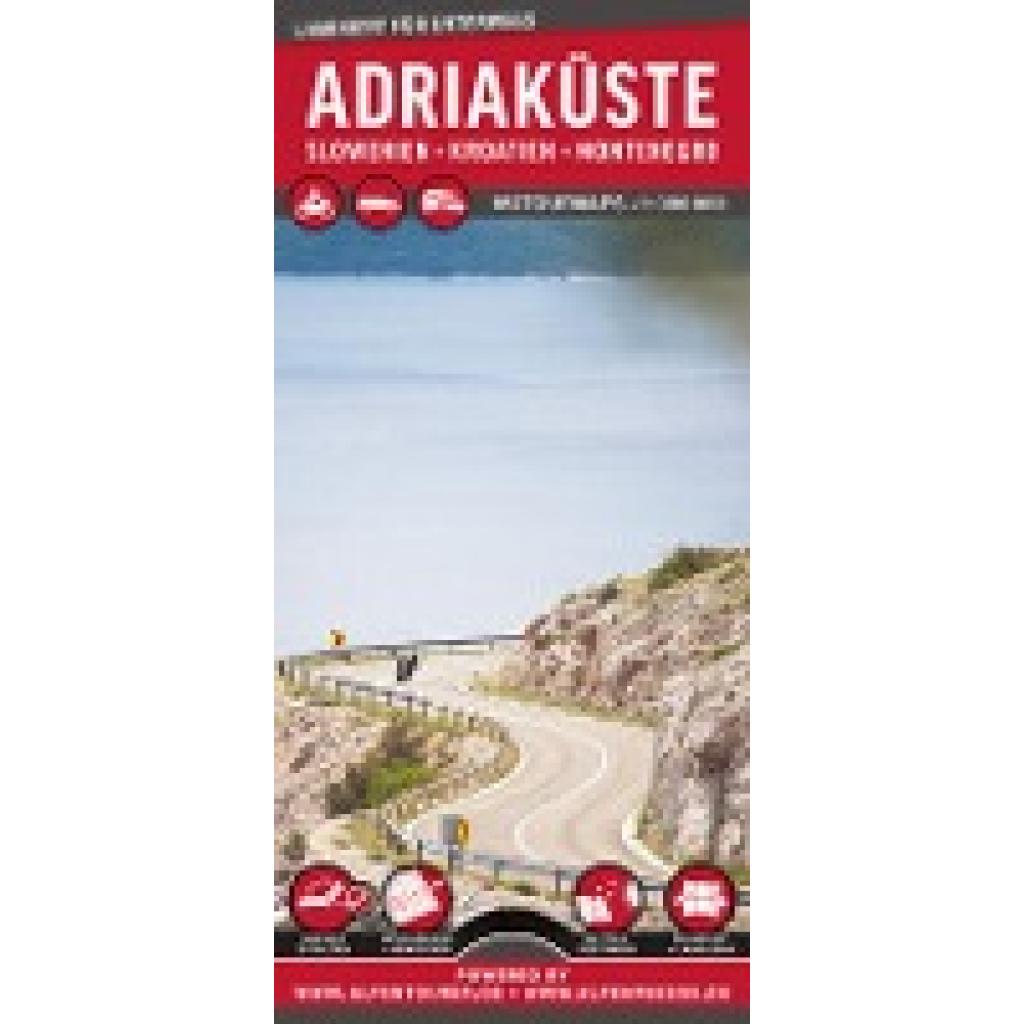 MoTourMaps Adriaküste Slowenien . Kroatien . Montenegro Auto- und Motorradkarte 1:300.000