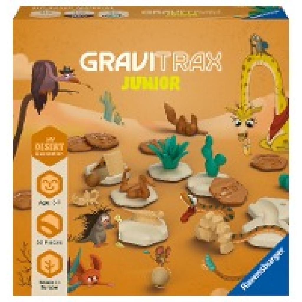 Ravensburger GraviTrax Junior Extension Desert - Erweiterbare Kugelbahn für Kinder, Murmelbahn aus umweltfreundlichen Ma