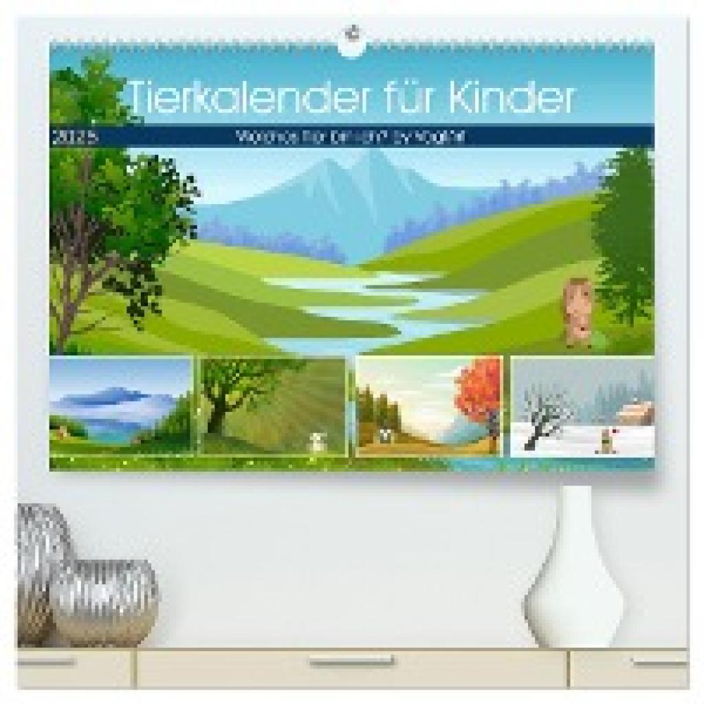 VogtArt, VogtArt: Tierkalender für Kinder (hochwertiger Premium Wandkalender 2025 DIN A2 quer), Kunstdruck in Hochglanz