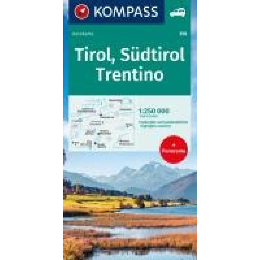 KOMPASS Autokarte Tirol, Südtirol, Trentino/Tirolo, Alto Adige, Trentino 1:250.000