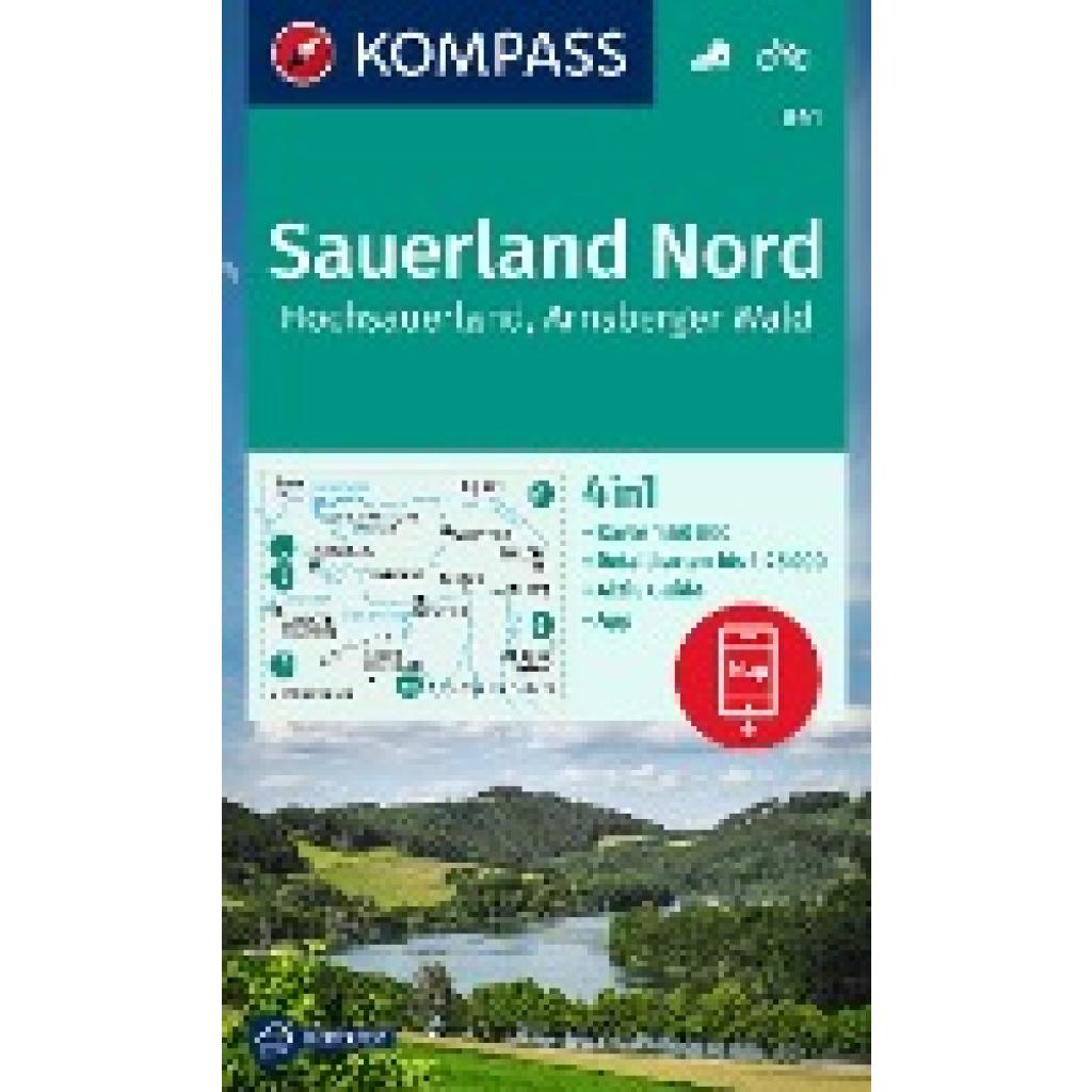 KOMPASS Wanderkarte 841 Sauerland Nord, Hochsauerland, Arnsberger Wald 1:50.000