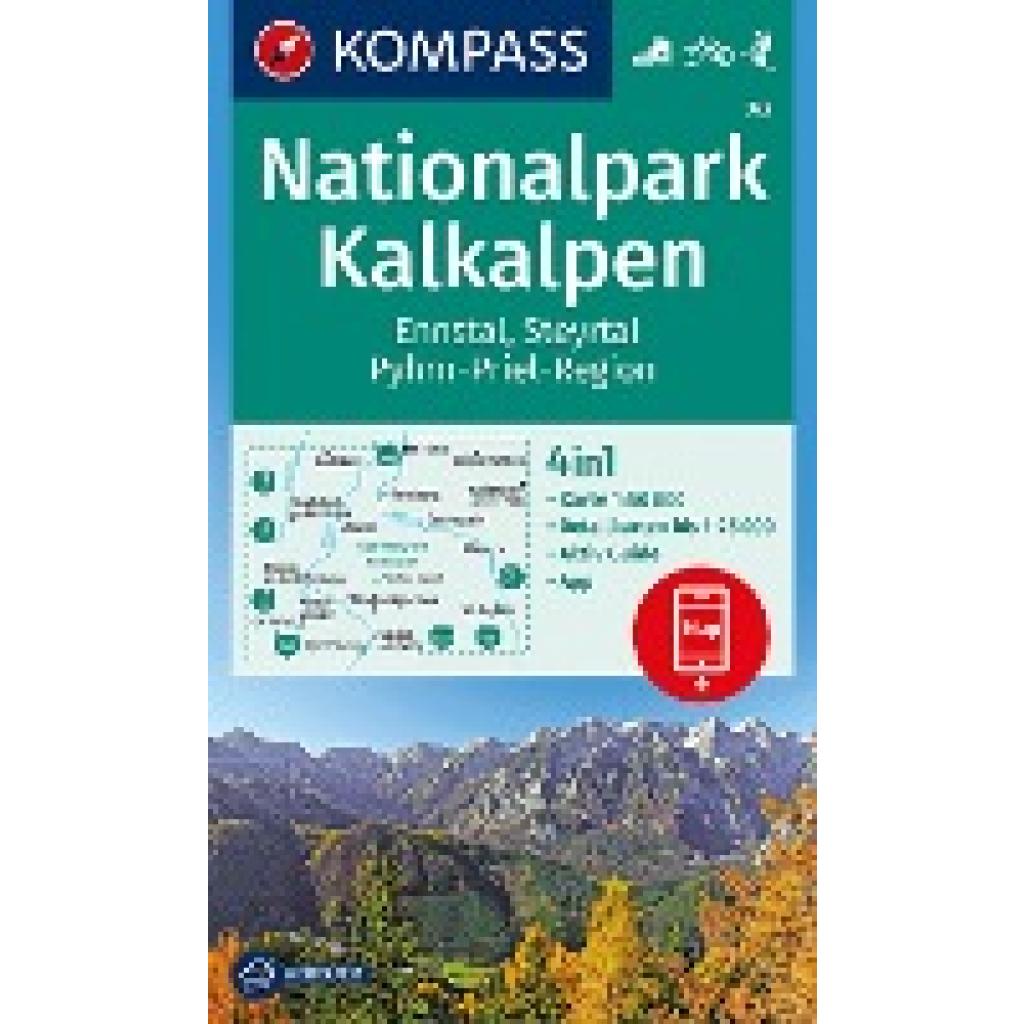 KOMPASS Wanderkarte 70 Nationalpark Kalkalpen, Ennstal, Steyrtal, Pyhrn-Priel-Region 1:50.000