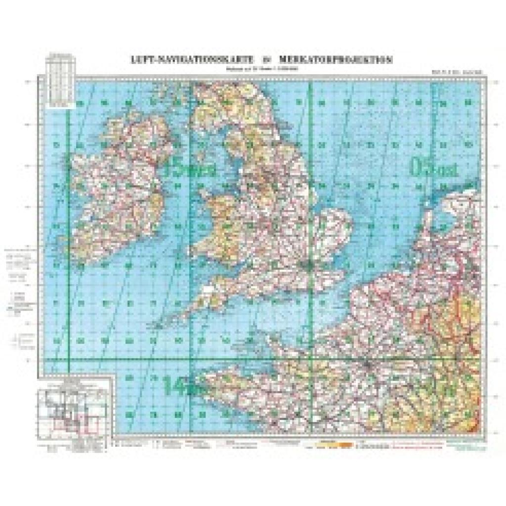 LUFT-NAVIGATIONSKARTE Britische Inseln (Süd) 1942 (Plano)