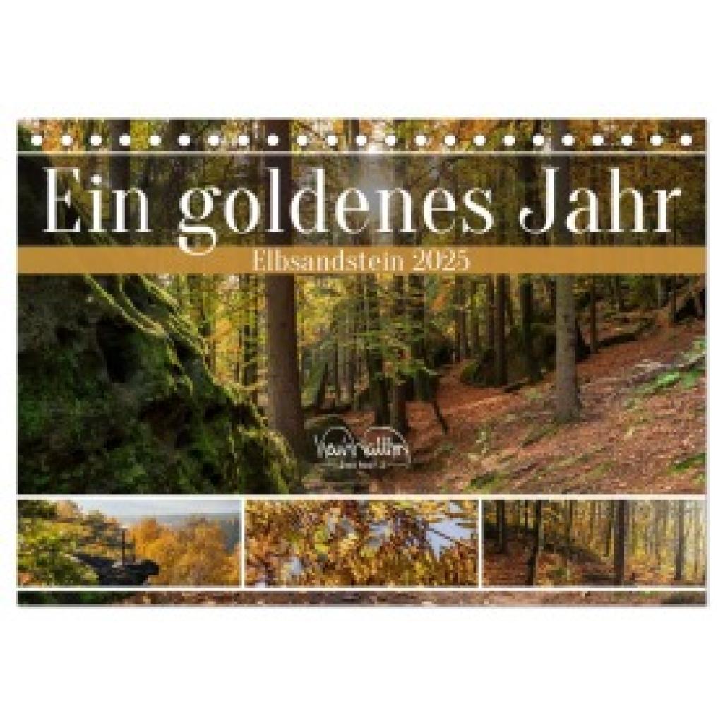 Walther, Kevin: Ein goldenes Jahr - Elbsandstein (Tischkalender 2025 DIN A5 quer), CALVENDO Monatskalender