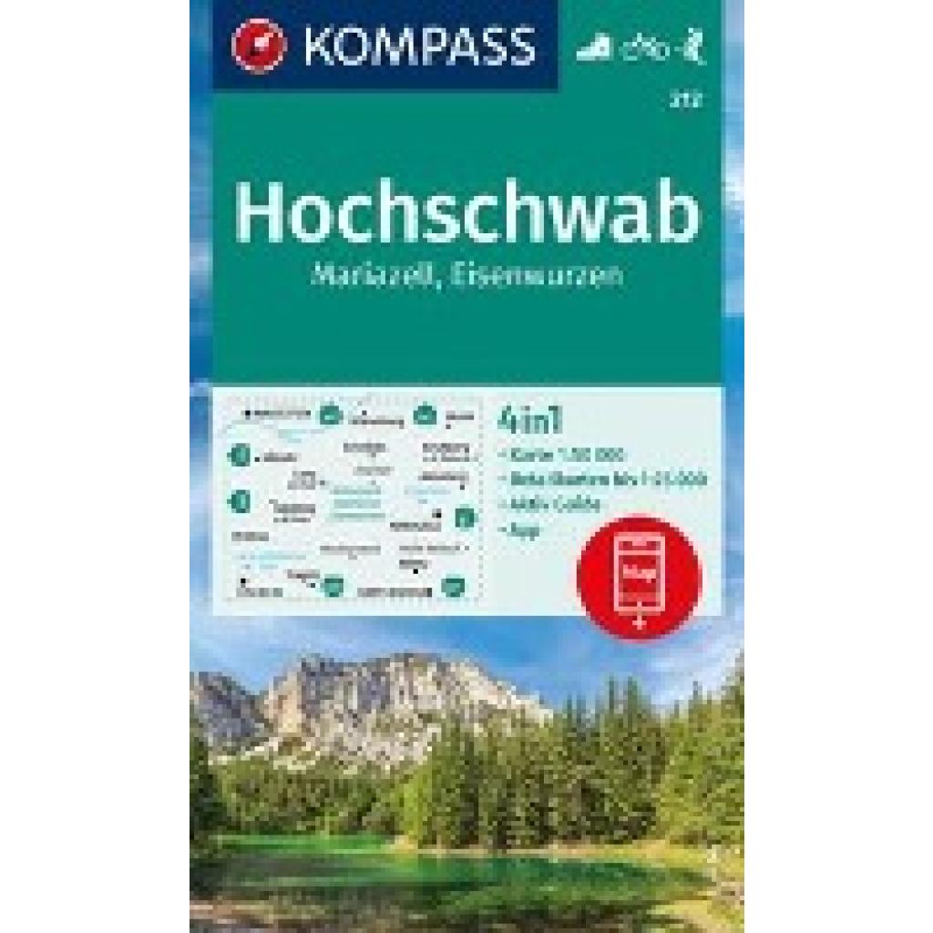 KOMPASS Wanderkarte 212 Hochschwab, Mariazell, Eisenwurzen 1:50.000