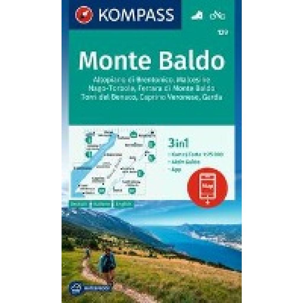 KOMPASS Wanderkarte 129 Monte Baldo, Malcesine, Nago-Torbole, Garda 1:25.000