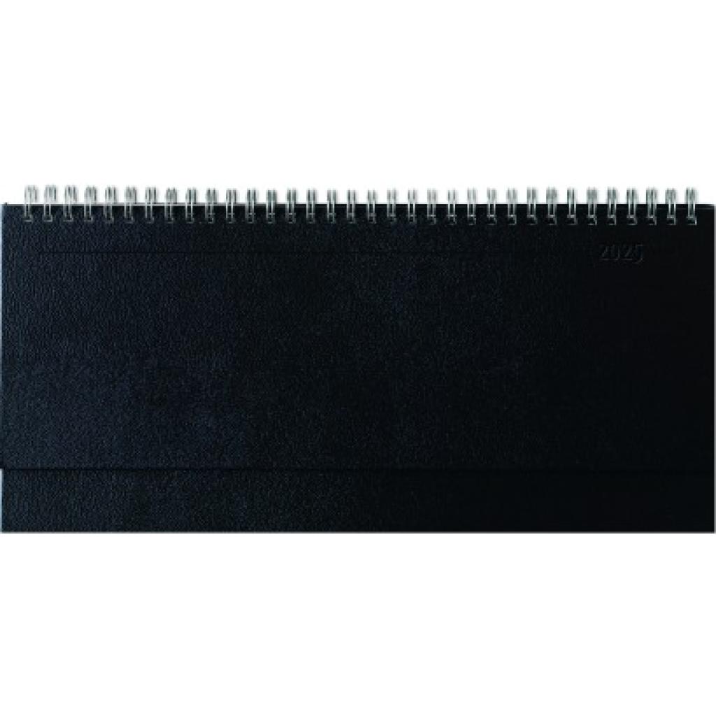 Tisch-Querkalender Balacron schwarz 2025 - Büro-Planer 29,7x13,5 cm - mit Registerschnitt - Tisch-Kalender - verlängerte