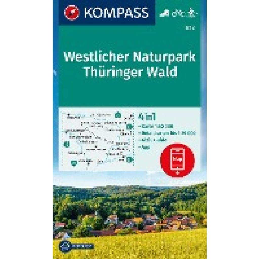 KOMPASS Wanderkarte 812 Westlicher Naturpark Thüringer Wald 1:50.000