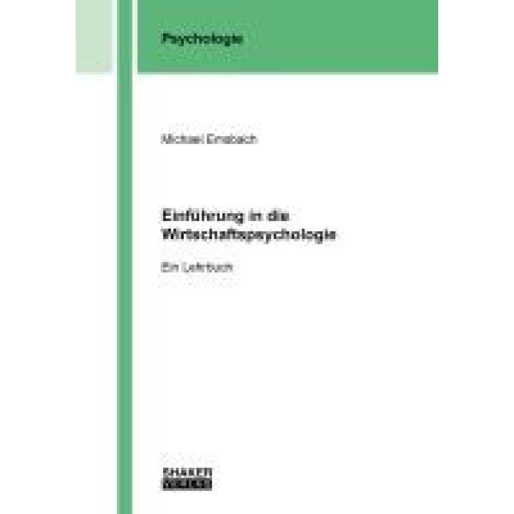 9783844095647 - Emsbach Michael Einführung in die Wirtschaftspsychologie