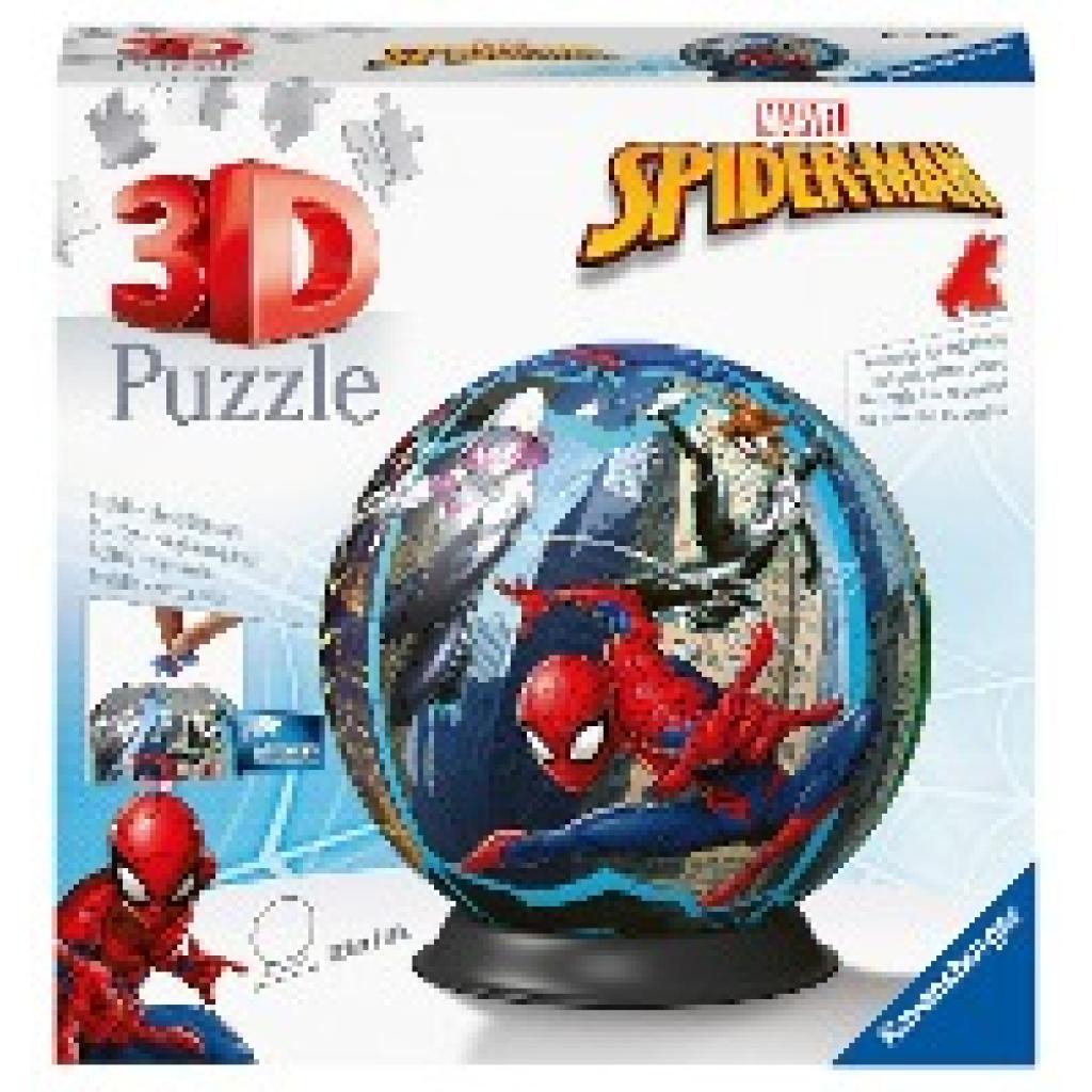 Ravensburger 3D Puzzle 11563 - Puzzle-Ball Spiderman - Puzzle-Ball mit vielen Comic-Szenen des Spinnenmanns - für Erwach