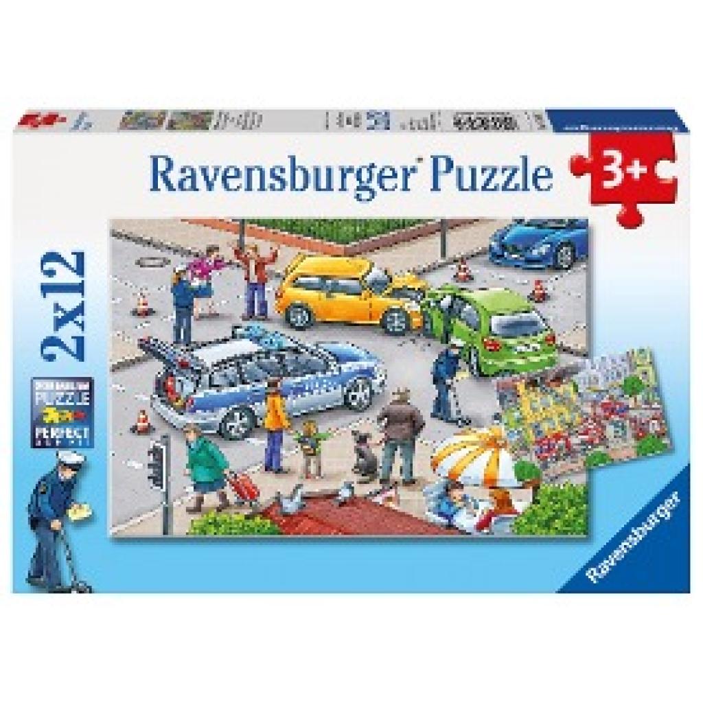 Mit Blaulicht unterwegs. Puzzle 2 x 12 Teile