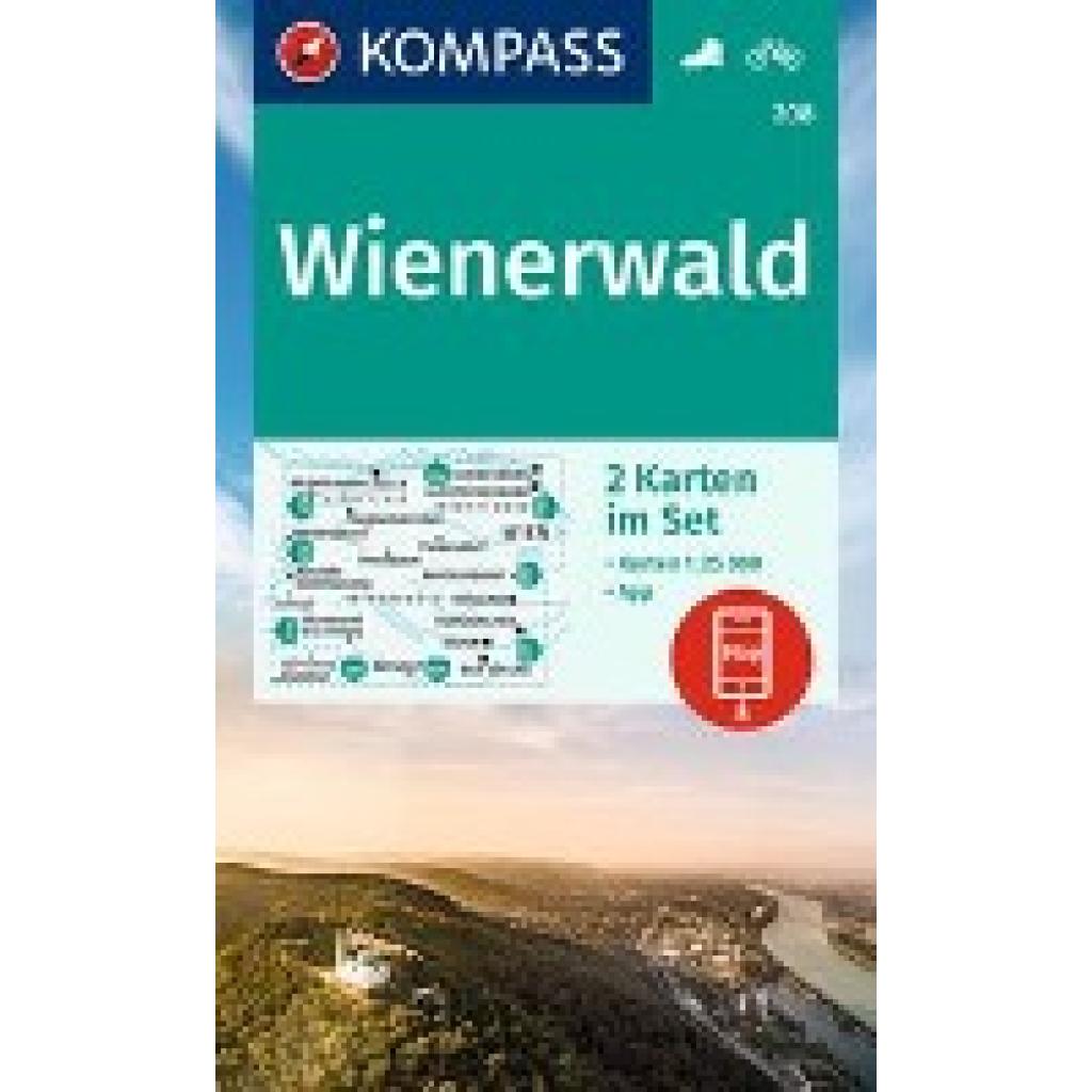 KOMPASS Wanderkarten-Set 208 Wienerwald (2 Karten) 1:25.000