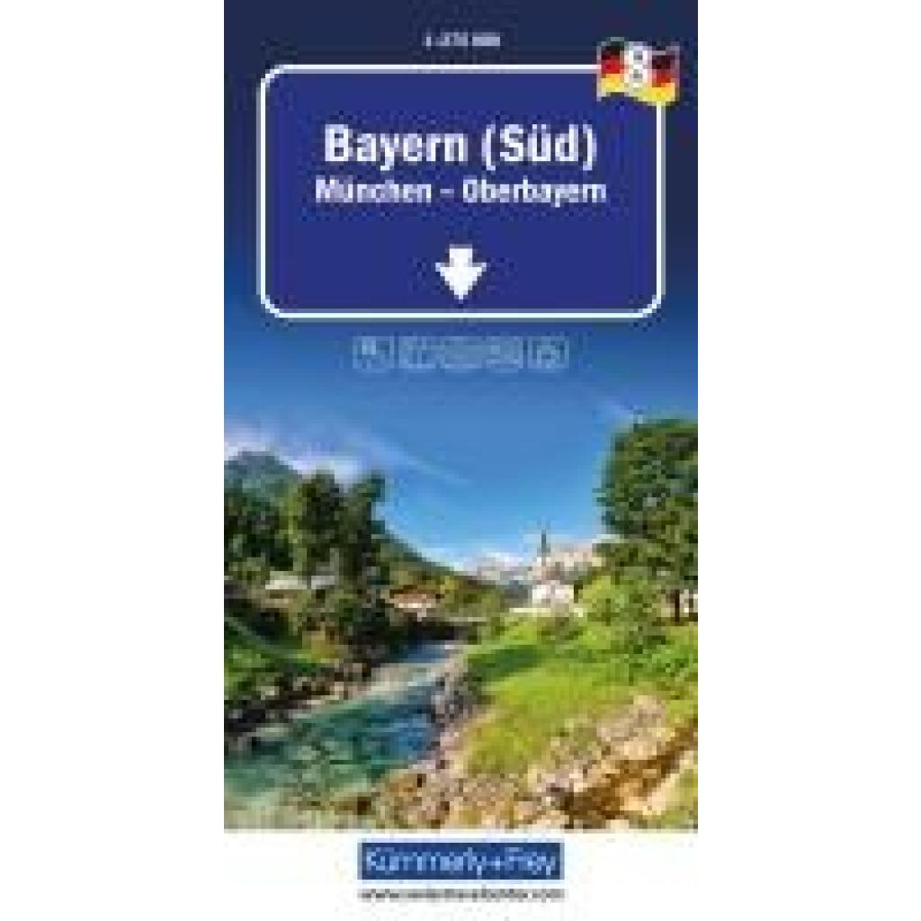 Kümmerly+Frey Regional-Strassenkarte 8 Bayern Süd 1:275.000