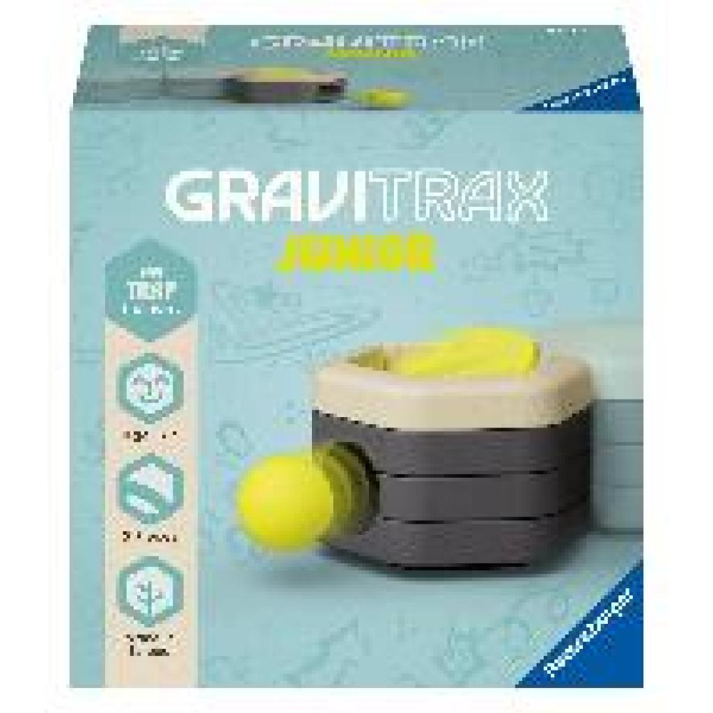 Ravensburger GraviTrax Junior Element Trap - Erweiterbare Kugelbahn für Kinder, Murmelbahn überwiegend aus nachwachsende