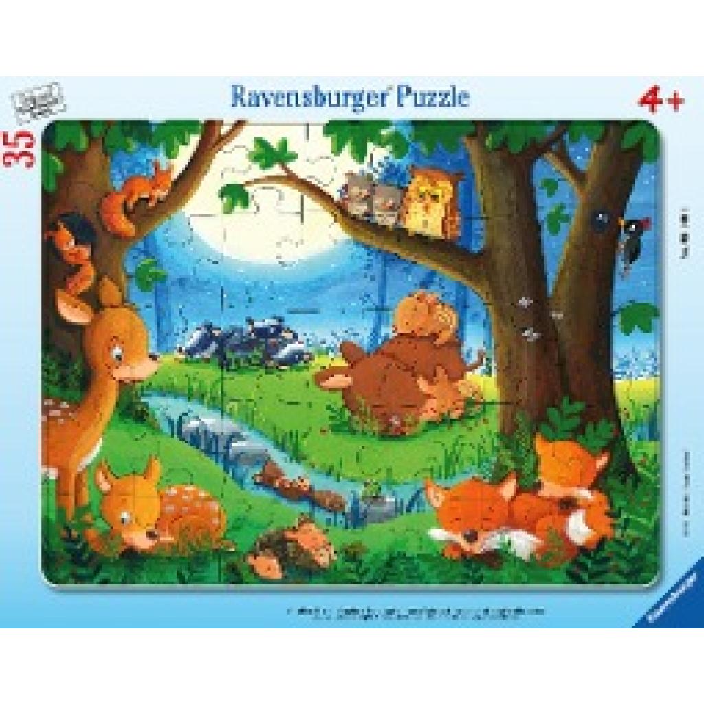 Ravensburger Kinderpuzzle - 05146 Wenn kleine Tiere schlafen gehen - Rahmenpuzzle für Kinder ab 3 Jahren, mit 35 Teilen