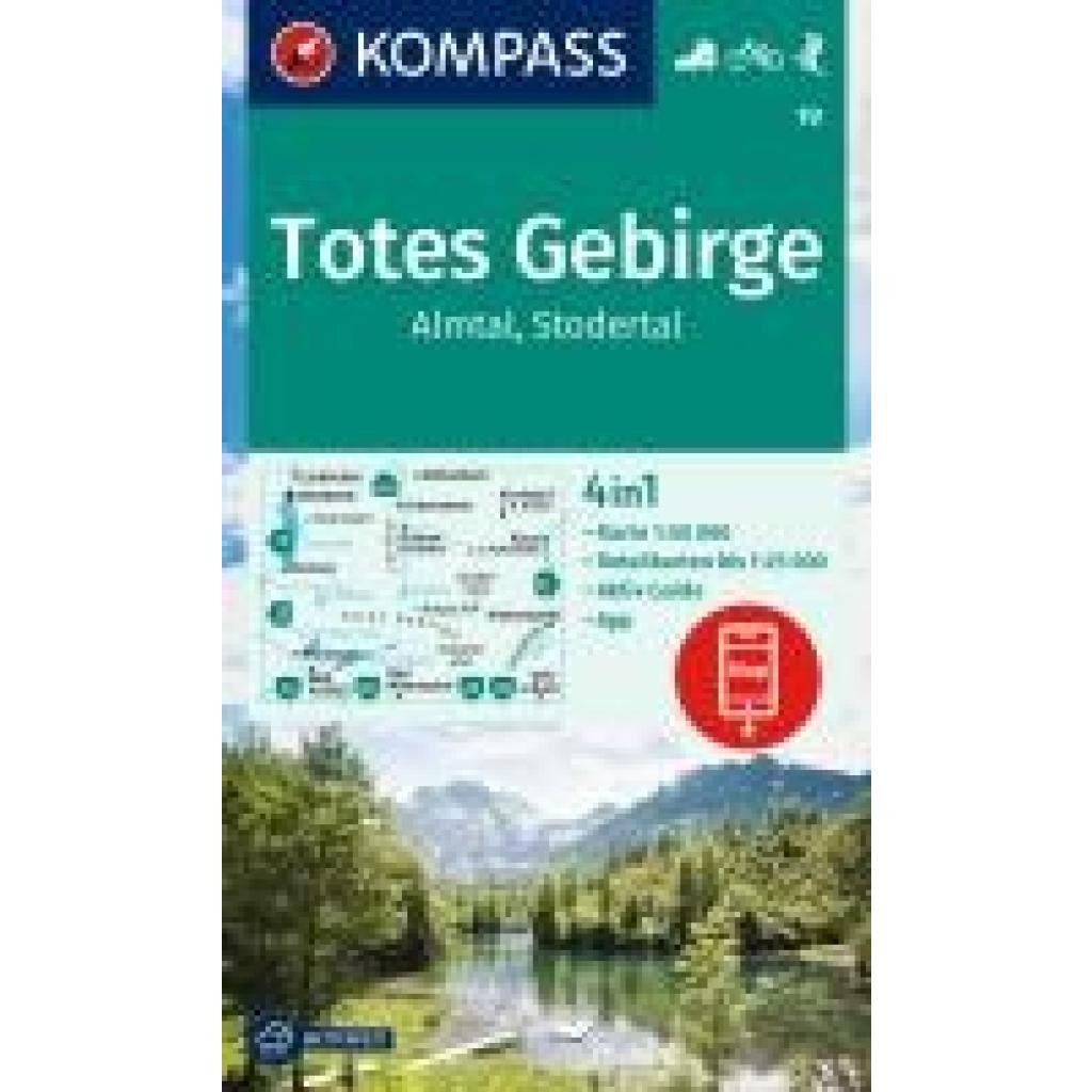 KOMPASS Wanderkarte 19 Totes Gebirge, Almtal, Stodertal 1:50.000