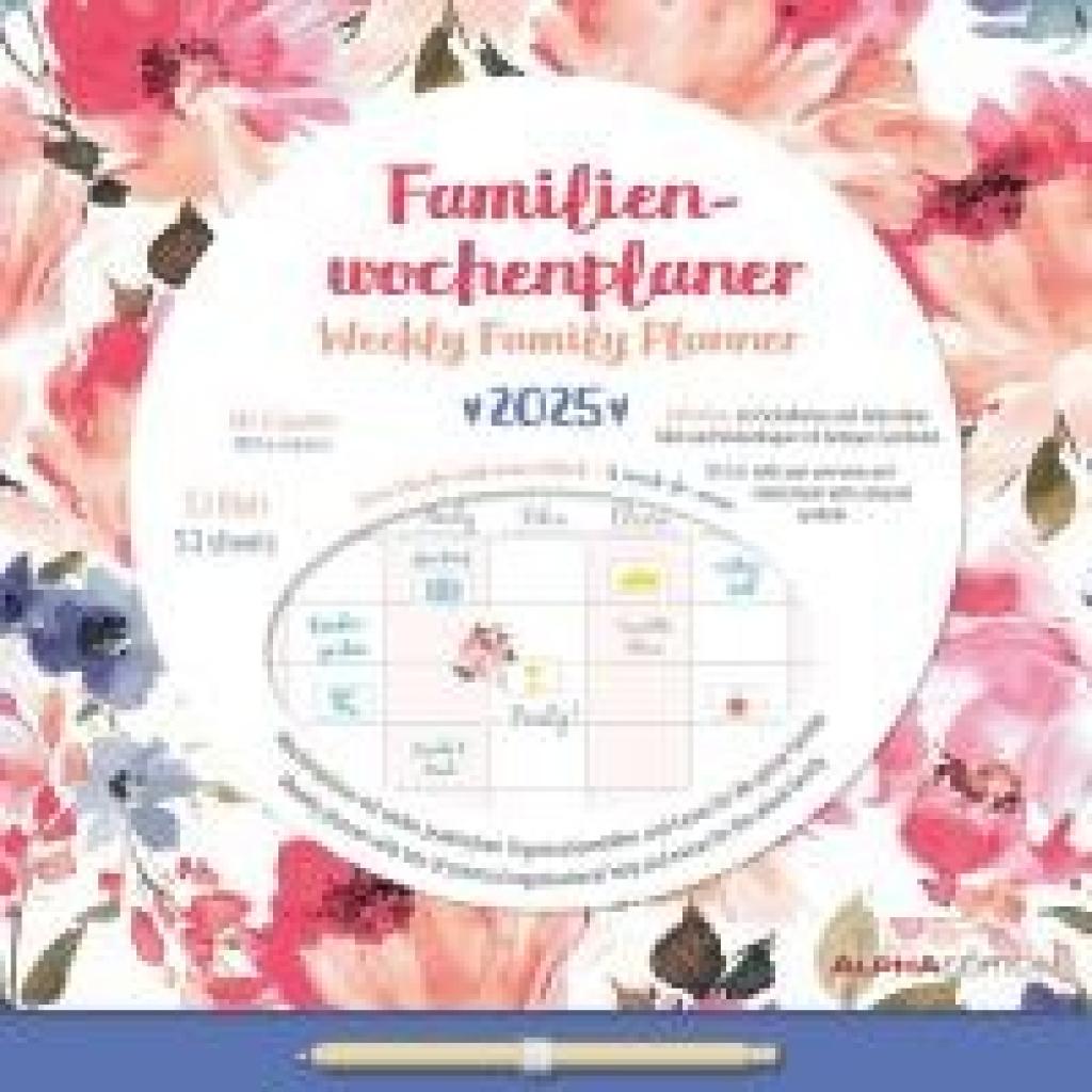 Familien Wochenkalender Flowers 2025 - Familien-Timer - Termin-Planer - Kinder-Kalender - Familien-Kalender - 30,5x30,5