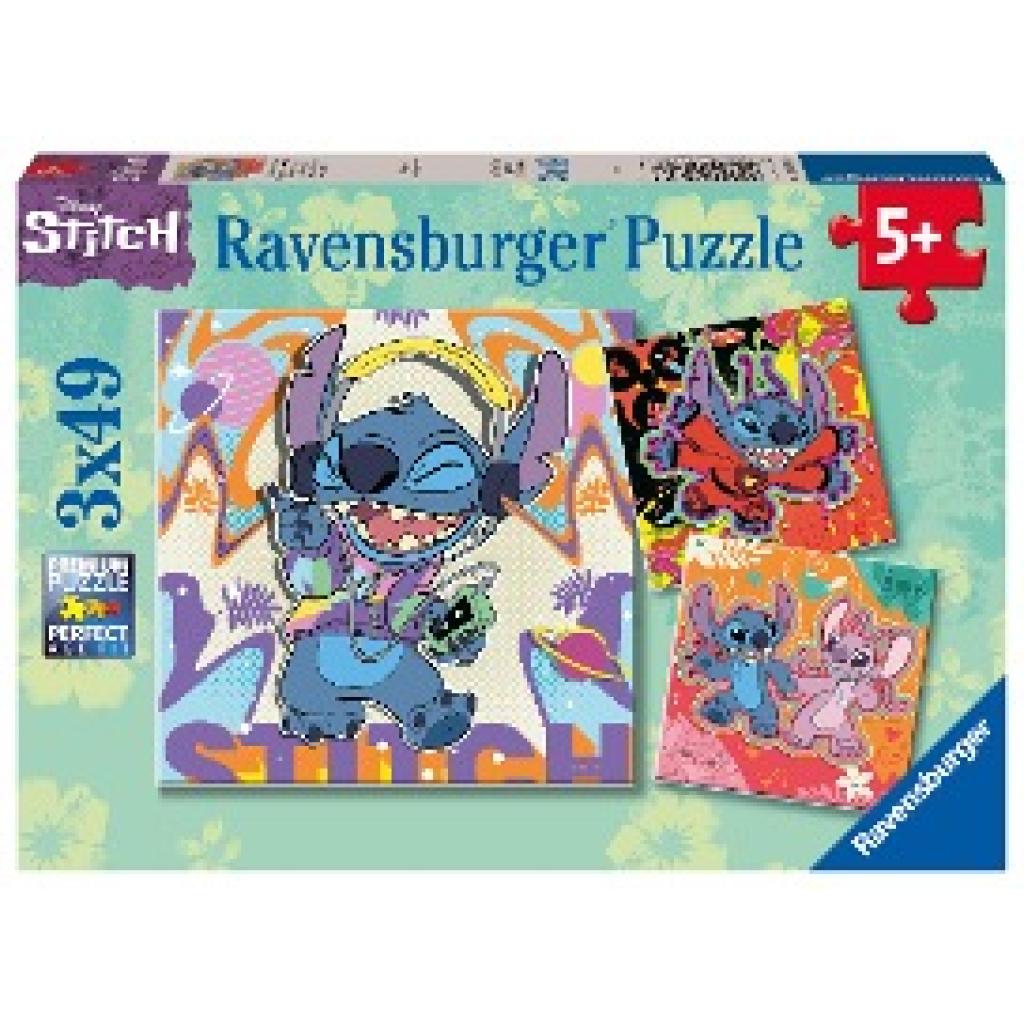 Ravensburger Puzzle 12001070 - Einfach nur spielen - 3x49 Teile Disney Stitch Puzzle für Kinder ab 5 Jahren