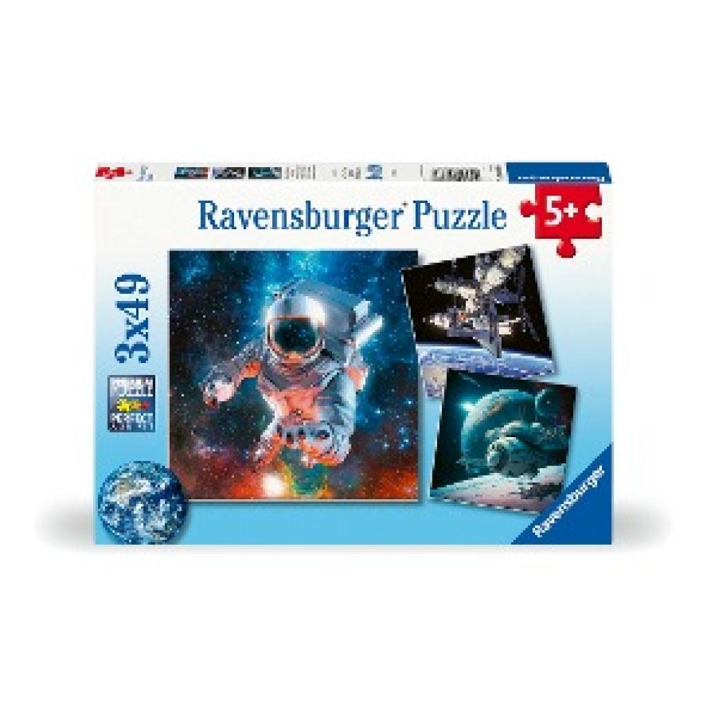 Ravensburger Kinderpuzzle - 12000860 Abenteuer Weltraum- 3x49 Teile Puzzle für Kinder ab 5 Jahren