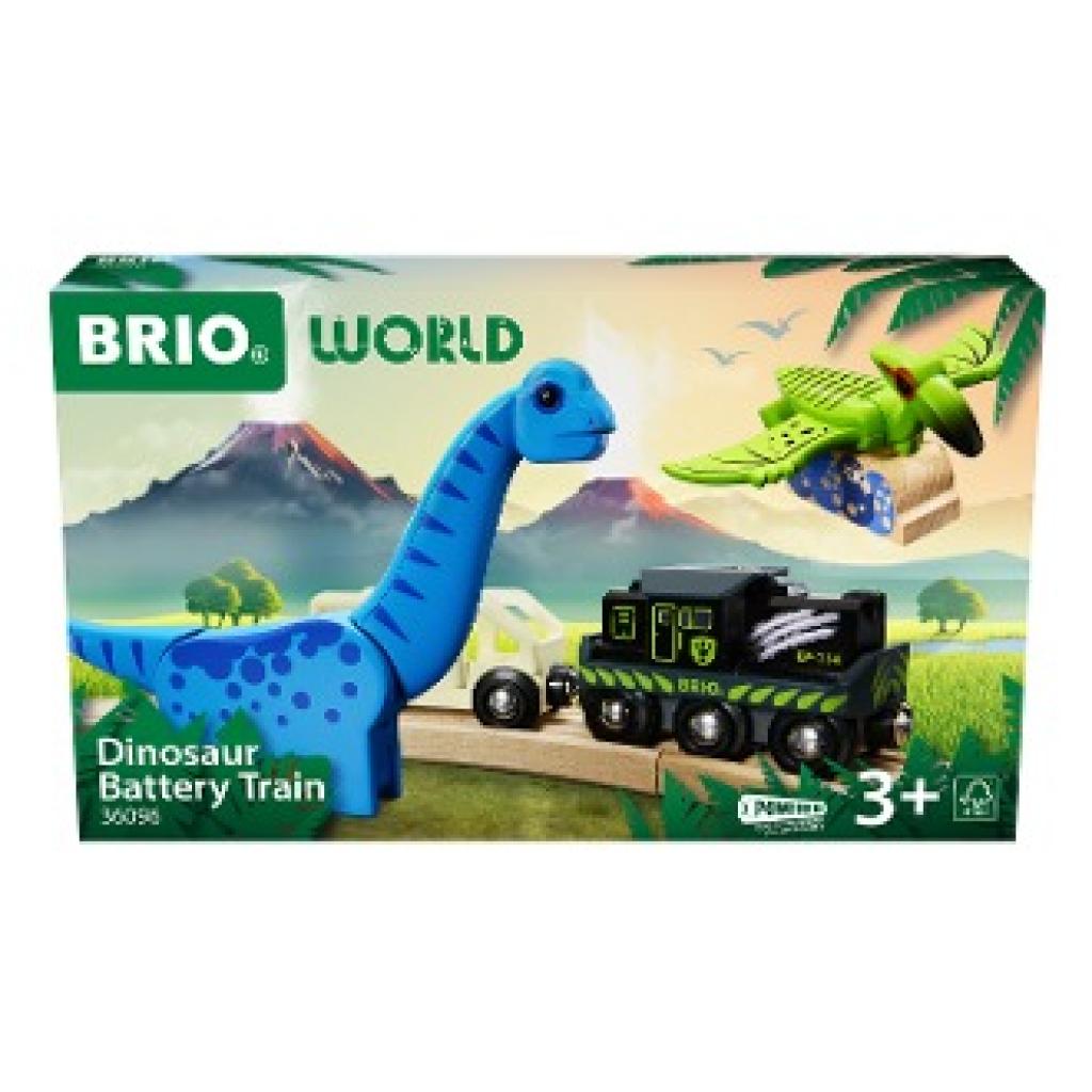 BRIO World - 36096 Dinosaurier Batteriezug | Spielzeugzug für Kinder ab 3 Jahren