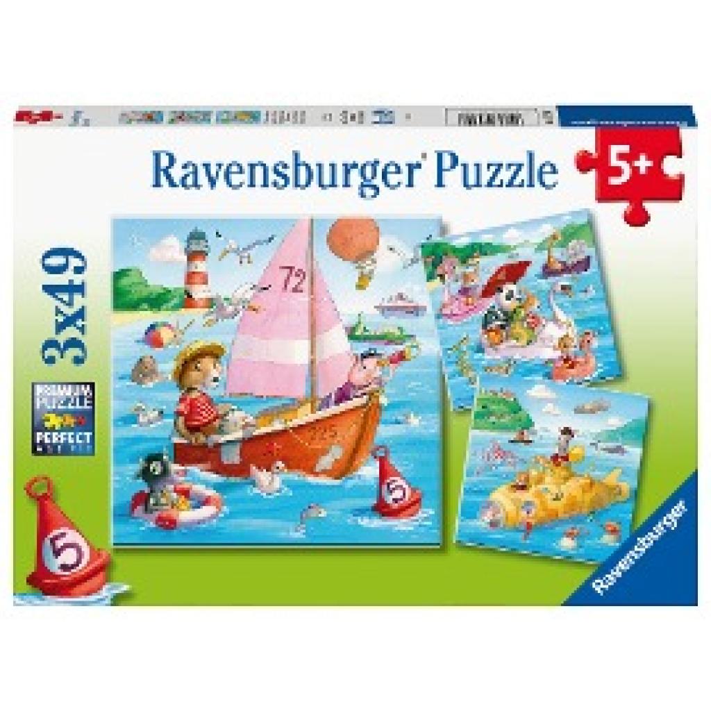 Ravensburger Kinderpuzzle - 05720 Auf dem Wasser - 3x49 Teile Puzzle für Kinder ab 5 Jahren