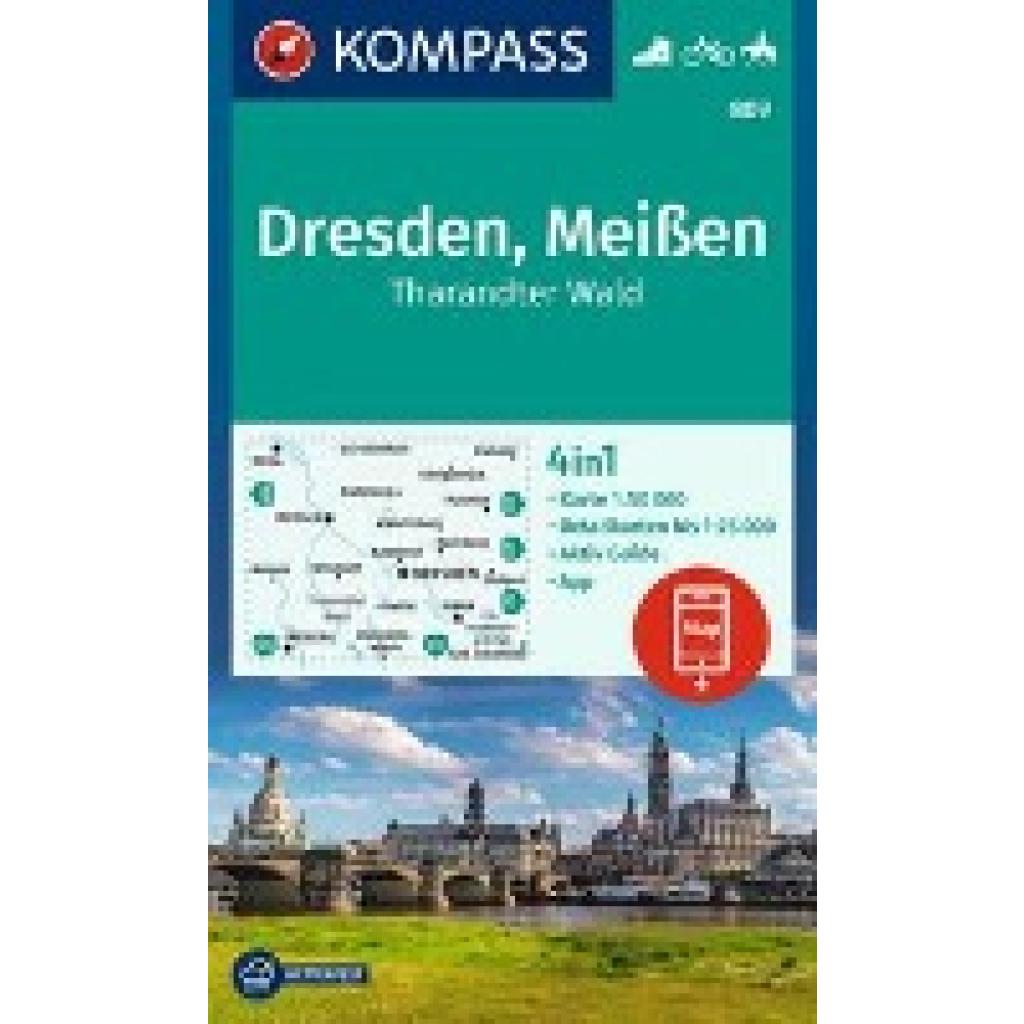 KOMPASS Wanderkarte 809 Dresden, Meißen, Tharandter Wald 1:50.000