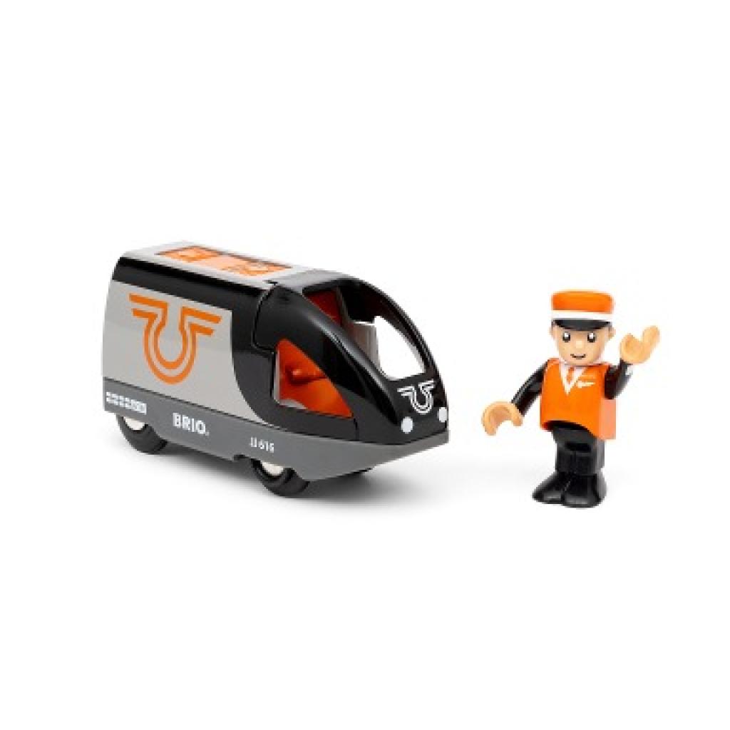 BRIO World - 36047 Orange-schwarzer Reisezug | Batteriebetriebener Spielzeugzug für Kinder ab 3 Jahren