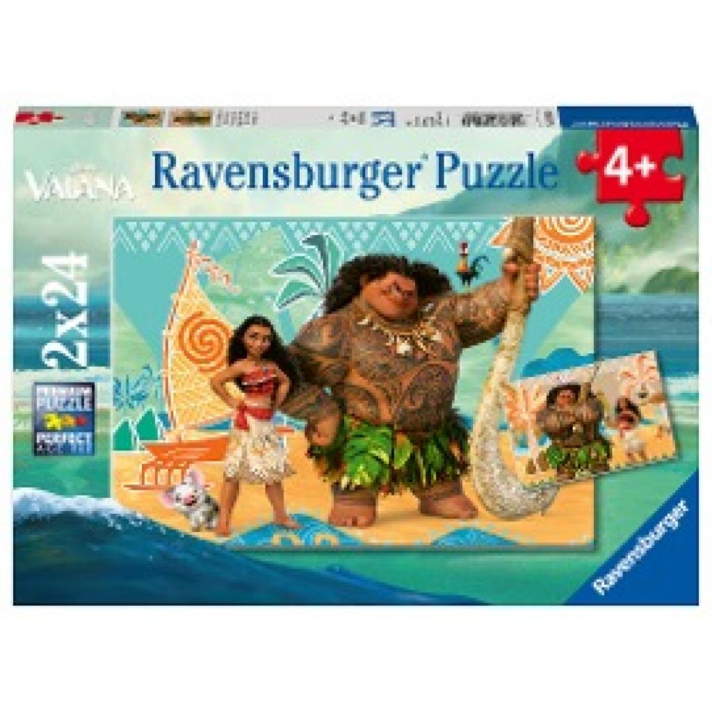 Ravensburger Kinderpuzzle - 9156 Vaiana - Puzzle für Kinder ab 4 Jahren, mit 2x24 Teilen