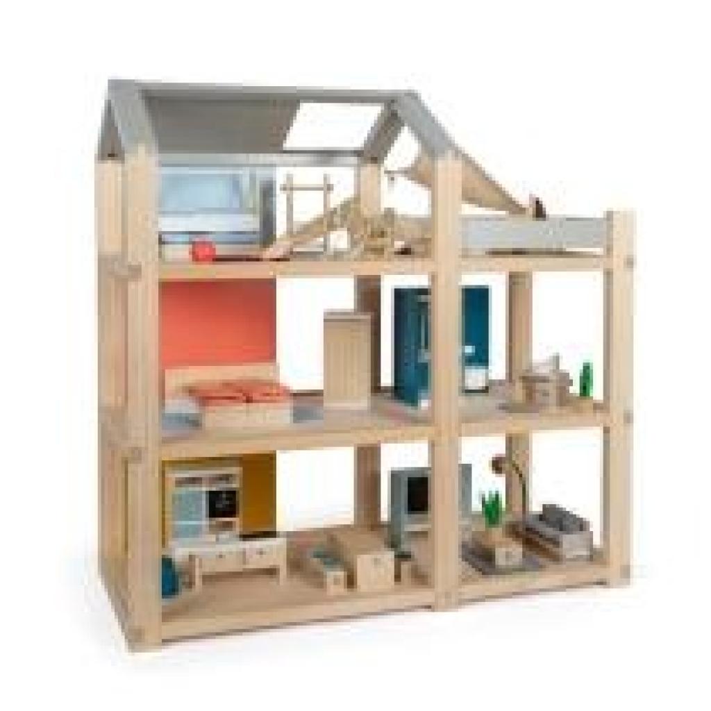 4020972125415 - Puppenhaus Natur mit Möbeln 4020972125415 - Puppenhaus Natur mit Möbeln