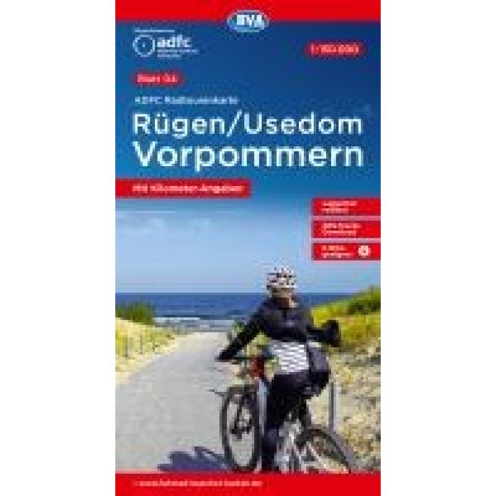 9783969902301 - ADFC-Radtourenkarte 4 Rügen Usedom Vorpommern 1150000 reiß- und wetterfest E-Bike geeignet GPS-Tracks Download mit Kilometer-Angaben