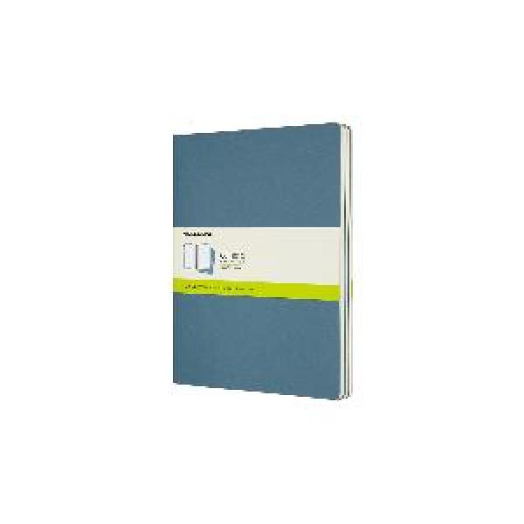 8058647629636 - Moleskine Cahier Notizhefte Blanko Xlarge Kartoneinband 3er Set Lebhaftes Blau - Moleskine Geheftet