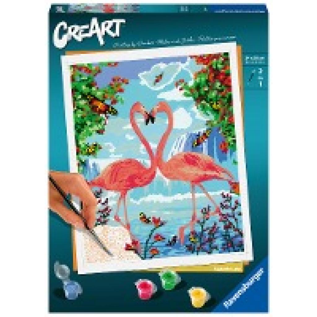 4005556289912 - Malen nach Zahlen RAVENSBURGER CreArt Flamingo Love Malvorlagen bunt Kinder Malen Zubehör Made in Europe  FSC- schützt Wald - weltweit