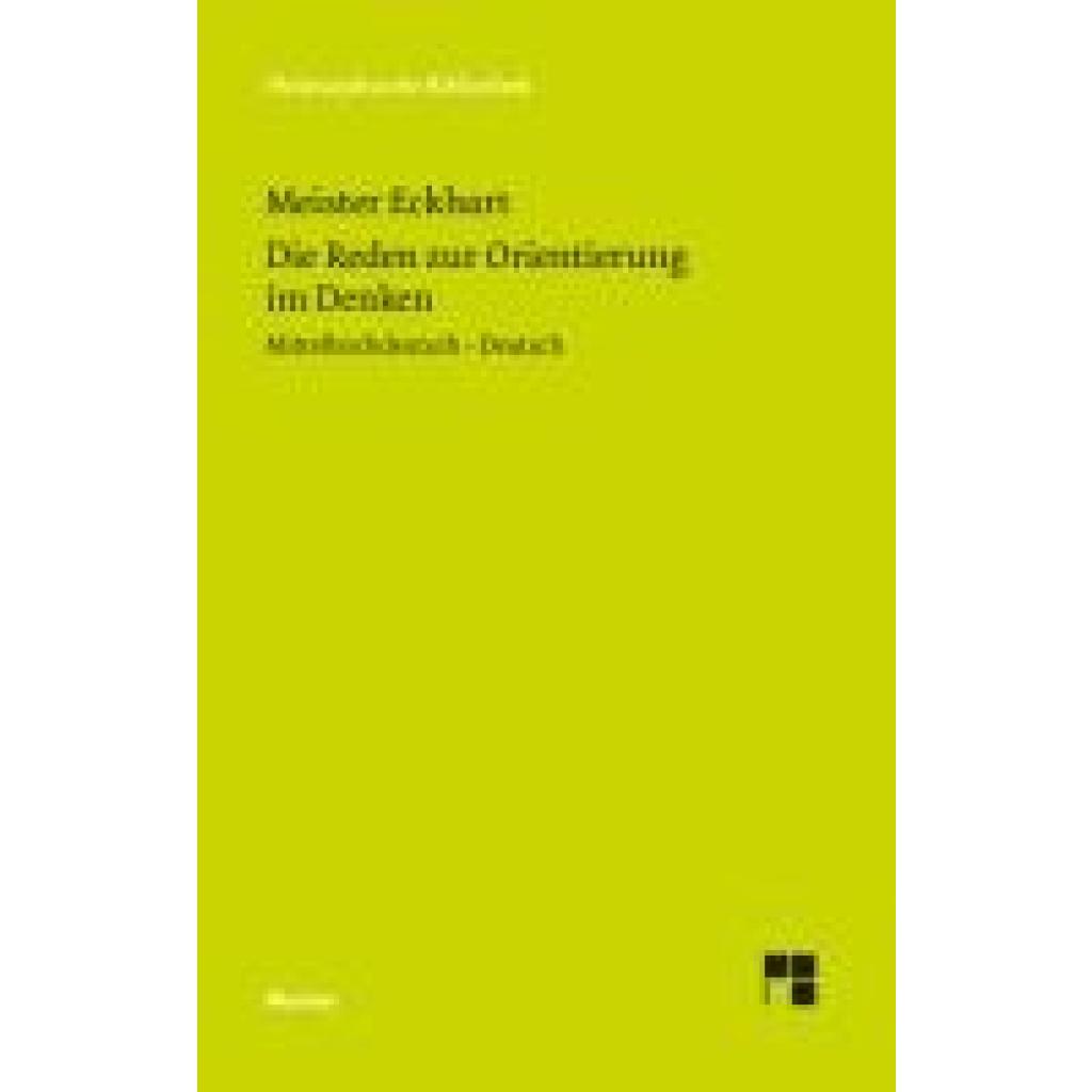9783787338719 - Die Reden zur Orientierung im Denken - Meister Eckhart Leinen