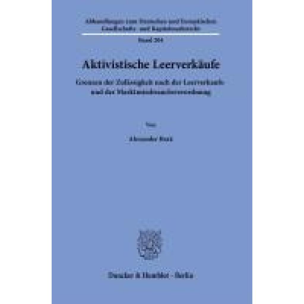 9783428185818 - Brak Alexander Aktivistische Leerverkäufe