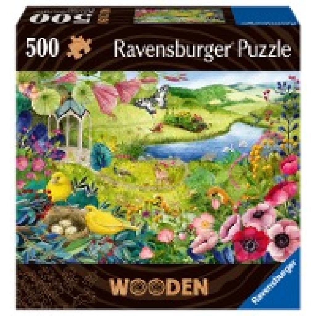 4005556175130 - Ravensburger Puzzle 17513 - Wilder Garten - 500 Teile Holzpuzzle mit stabilen individuellen Puzzleteilen und 40 kleinen Holzfiguren (Whimsies) für Kinder und Erwachsene ab 14 Jahren