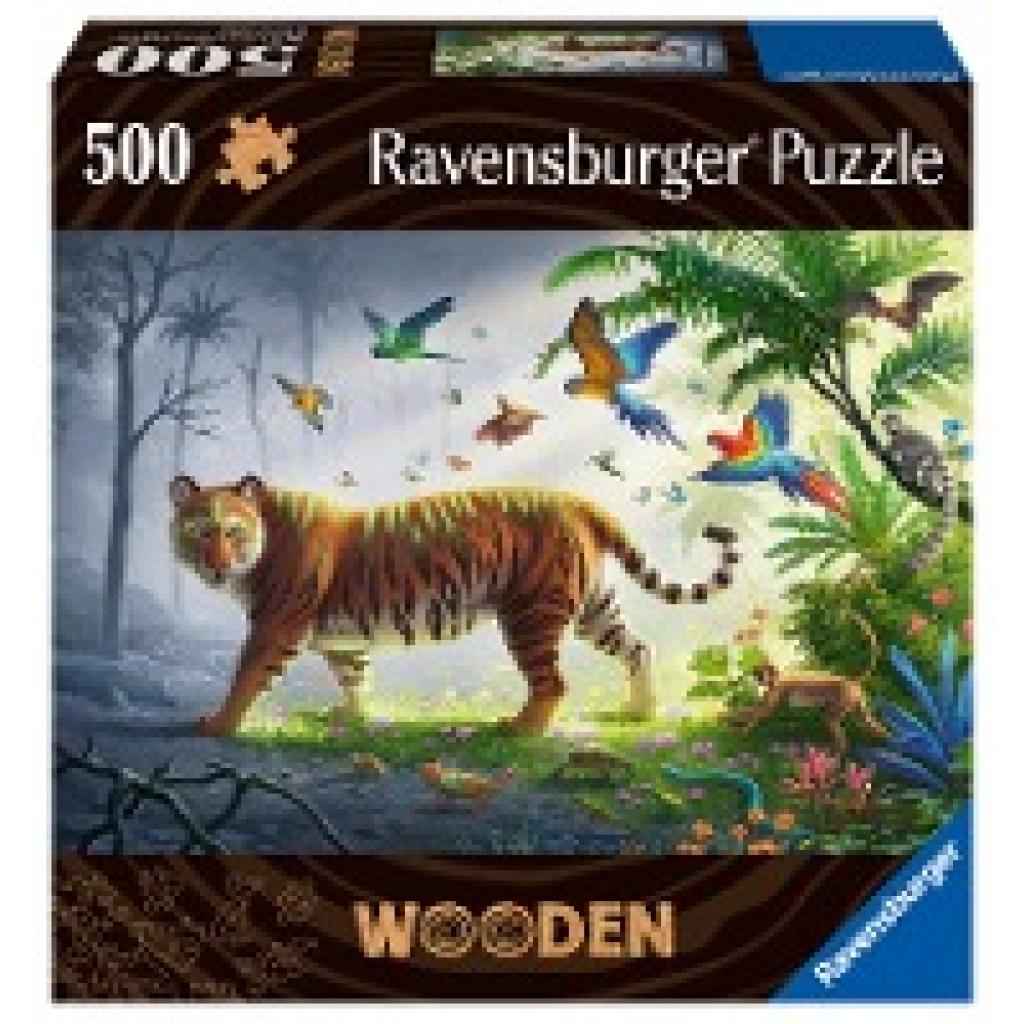 4005556175147 - Ravensburger Puzzle 17514 - Tiger im Dschungel - 500 Teile Holzpuzzle mit stabilen individuellen Puzzleteilen und kleinen Holzfiguren (Whimsies) für Kinder und Erwachsene ab 14 Jahren 4005556175147 - Ravensburger Puzzle 17514 - Tiger im Dschungel - 500 Teile Holzpuzzle mit stabilen individuellen Puzzleteilen und kleinen Holzfiguren (Whimsies) für Kinder und Erwachsene ab 14 Jahren