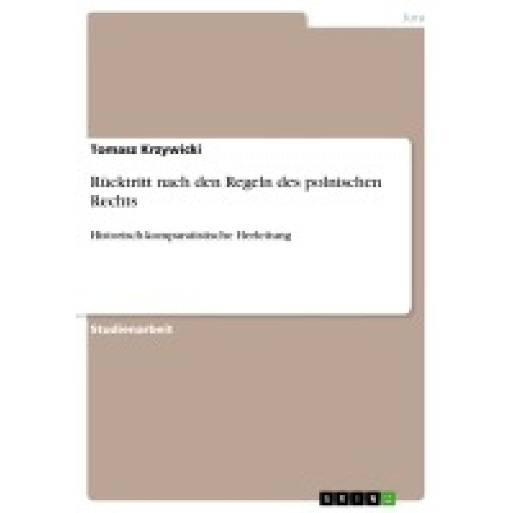 Krzywicki, Tomasz: Rücktritt nach den Regeln des polnischen Rechts