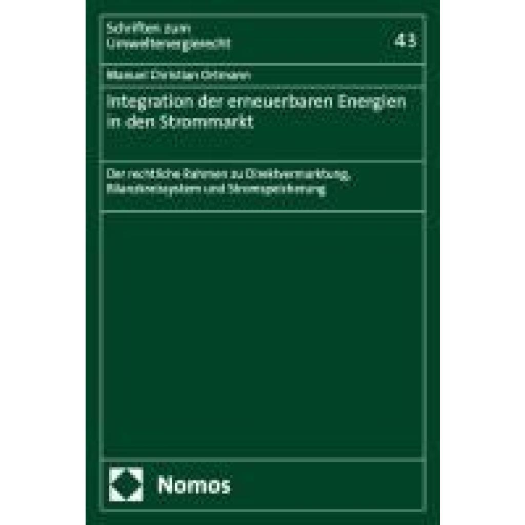 9783756016105 - Ortmann Manuel Christian Integration der erneuerbaren Energien in den Strommarkt